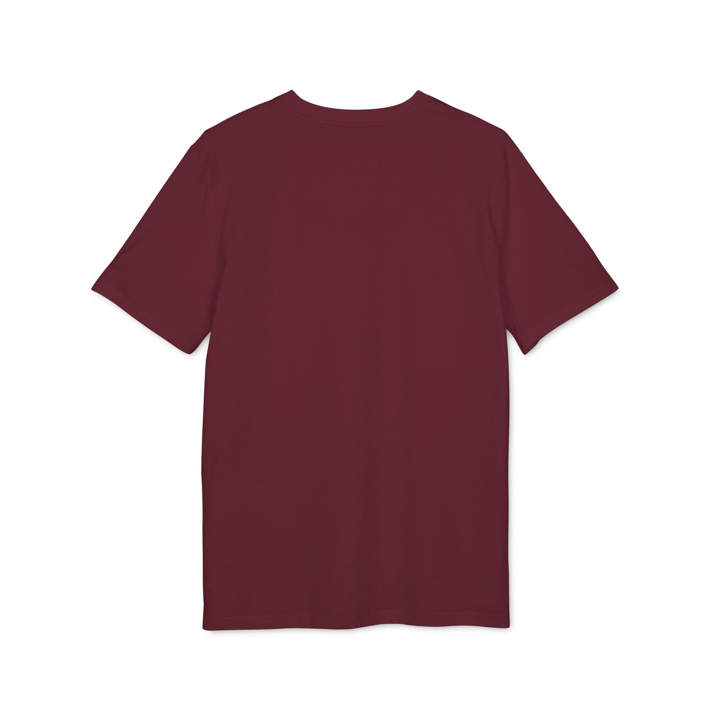 Back of a Burgandy cotton tshirt 