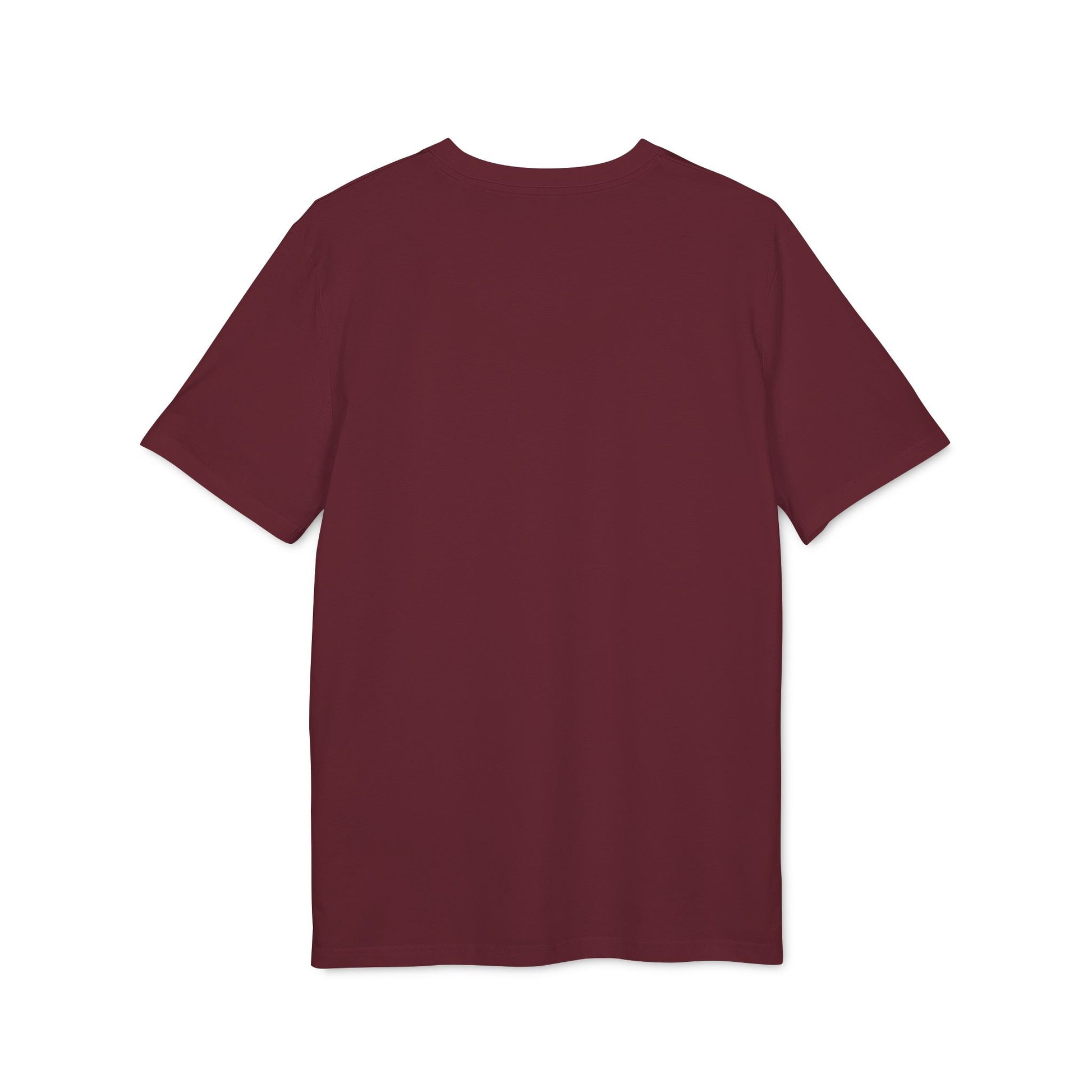 Back of a Burgandy cotton tshirt 