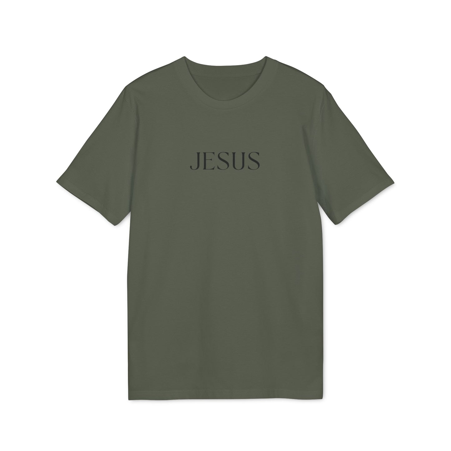 Khaki tshirt with text Jesus 