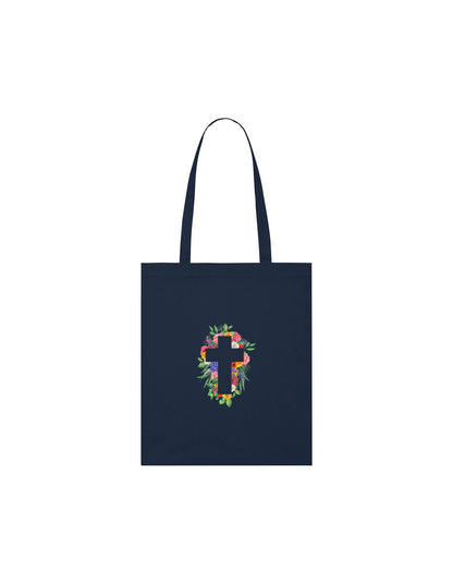 Blue Tote Bag with cross design