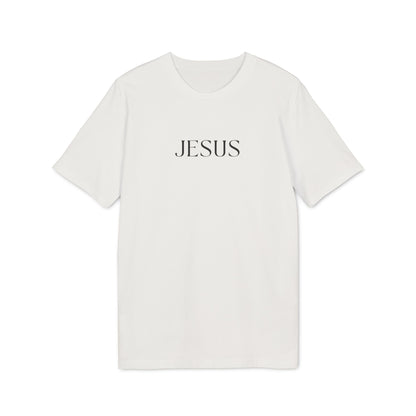 White tshirt with Jesus text in the centre